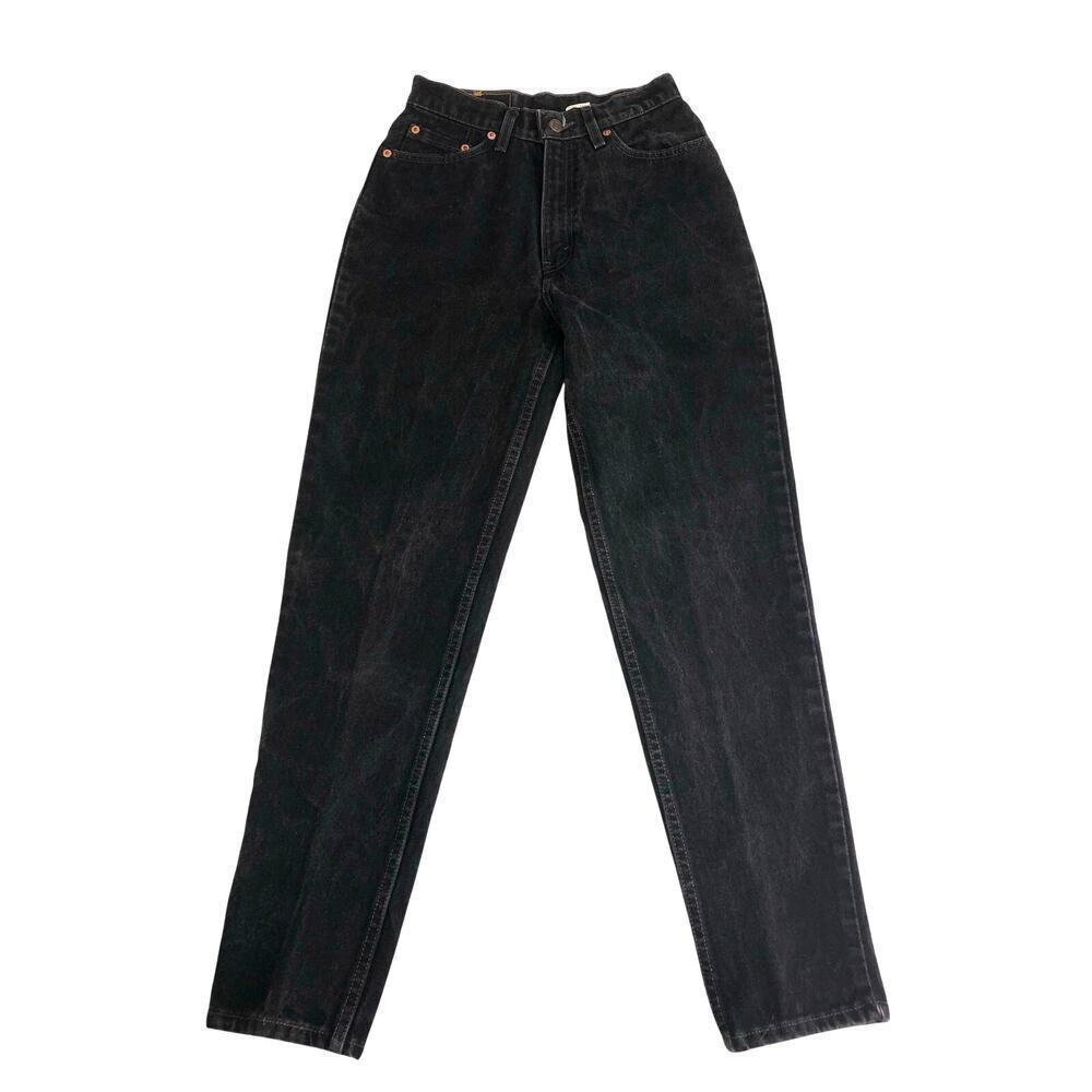 Vintage Levis Black Jeans Slim Fit Tapered Leg Size 9 Womens Black 90s USA Made